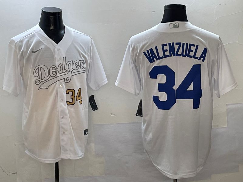Men Los Angeles Dodgers #34 Valenzuela White Fashion Edition Game 2025 Nike MLB Jersey style 8->los angeles dodgers->MLB Jersey